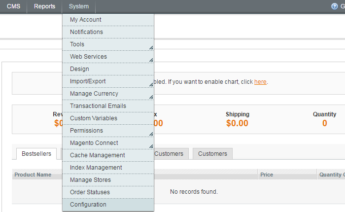 Magento System Configuration