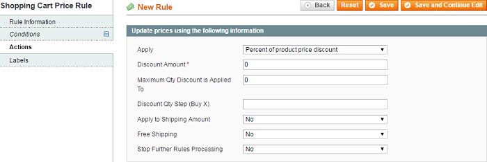 magento rule actions