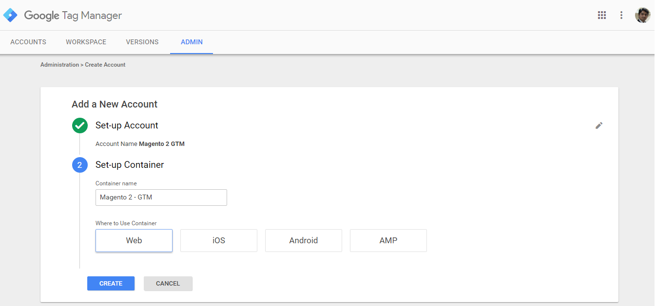 Name Google Tag Manager Web Container