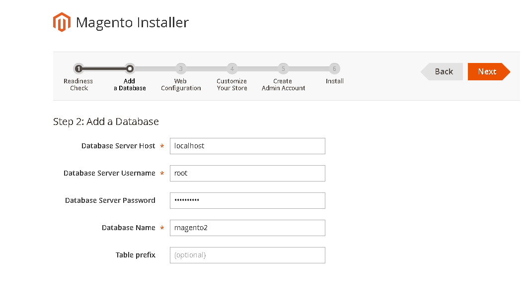 database configuration