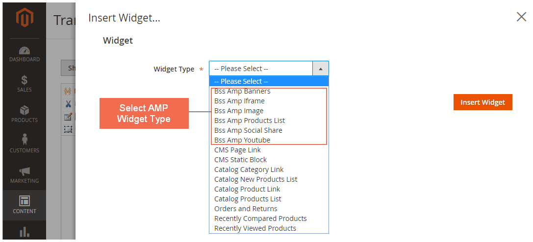 Select Widget Type