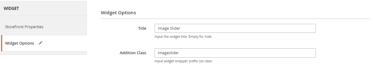 Widget Options Details