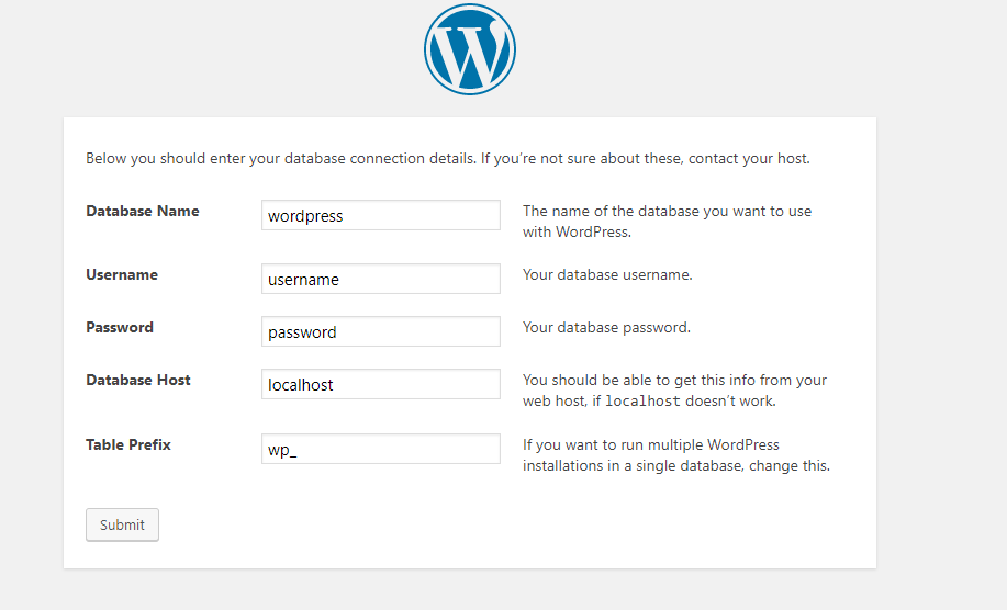 wp database details