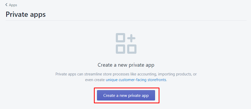 create new private app