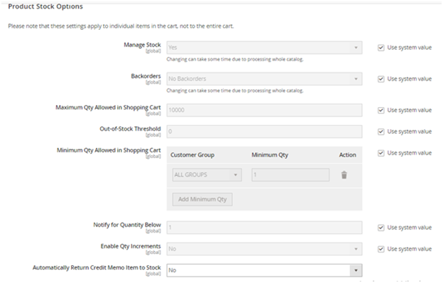 Product Stock options Magento 2 Inventory