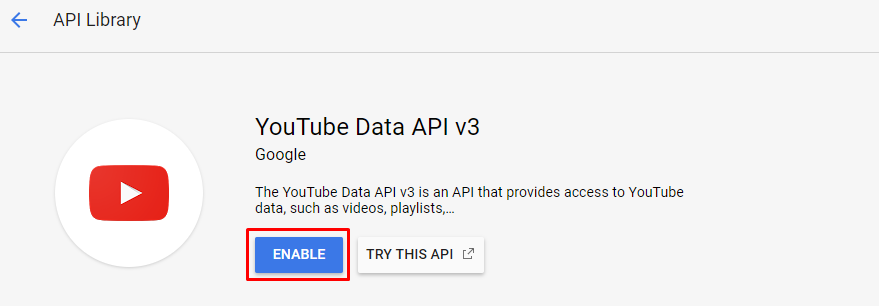 Enable YouTube Data API