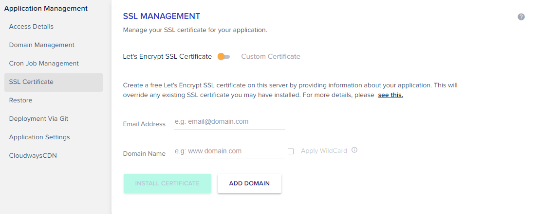 add email domain ssl cloudways