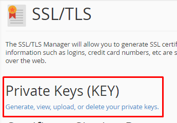 click on pvt keys shared host