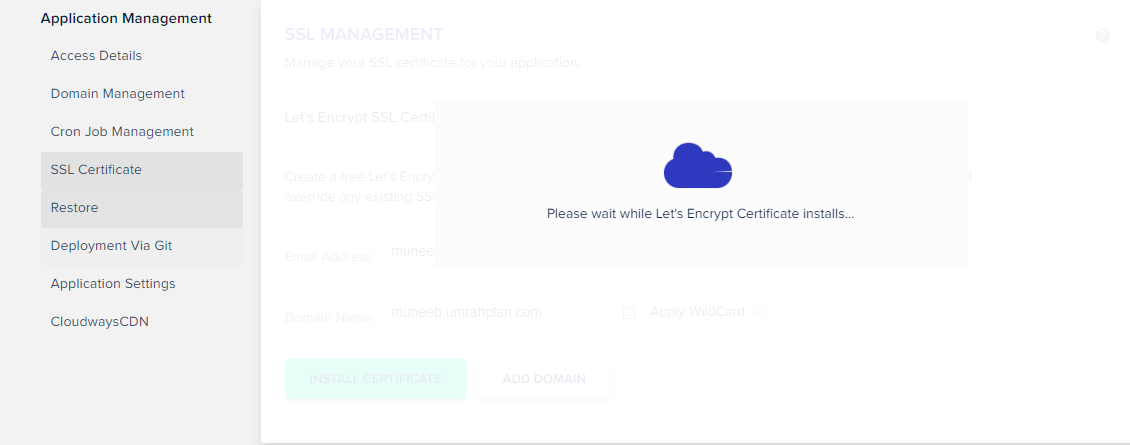 cloudways ssl installing