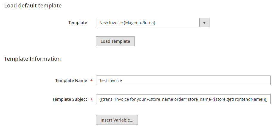 load default template Magento 2