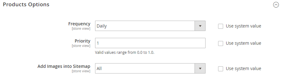 product option Magento 2 Sitemap