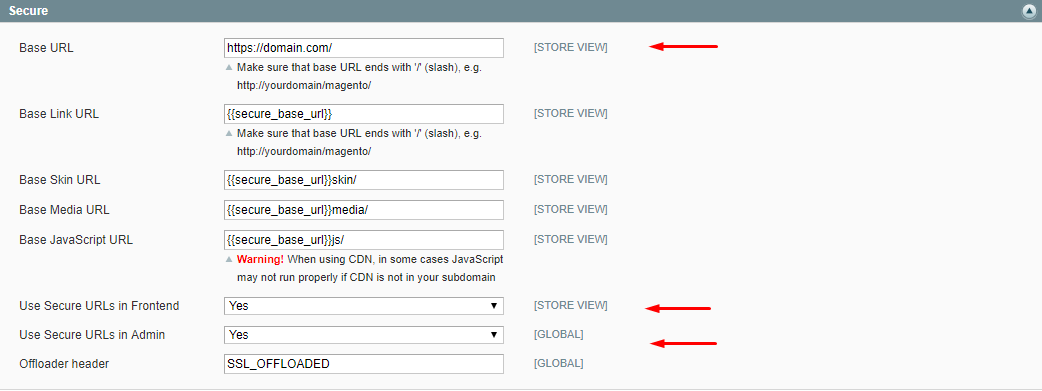 secure section enable magento ssl